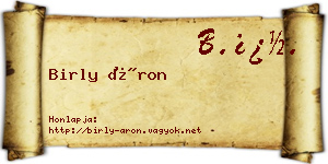 Birly Áron névjegykártya